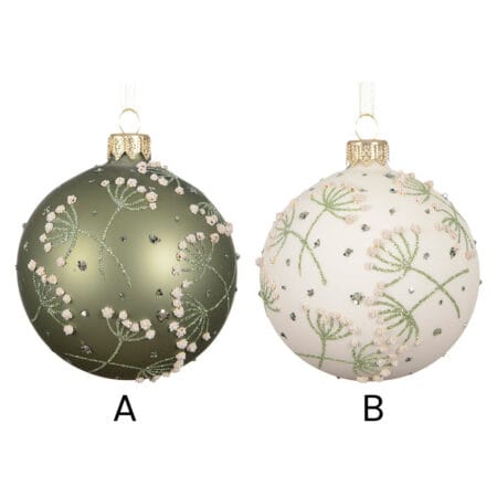 Boule de Noël en verre avec fleurs des champs, 3'' - Décors Véronneau