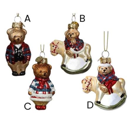 Ornement de Noël ourson en verre au look vintage, 3'' - Décors Véronneau