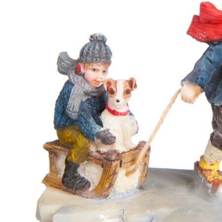 Ice skaters Christmas village figurine, 2'' - Décors Véronneau