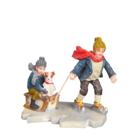 Ice skaters Christmas village figurine, 2''