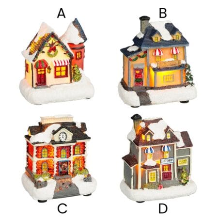 Battery-operated LED building for Christmas village, 3,5'' - Décors Véronneau