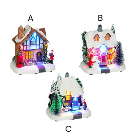 Battery-operated LED house for Christmas village, 4,5'' - Décors Véronneau