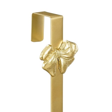 Gold metal ribbon Christmas wreath holder, 15,5 x 4'' - Décors Véronneau