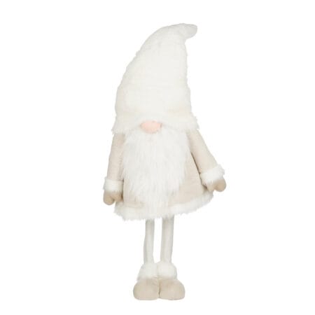 Décoration gnome de Noël blanc et crème géant, 51''