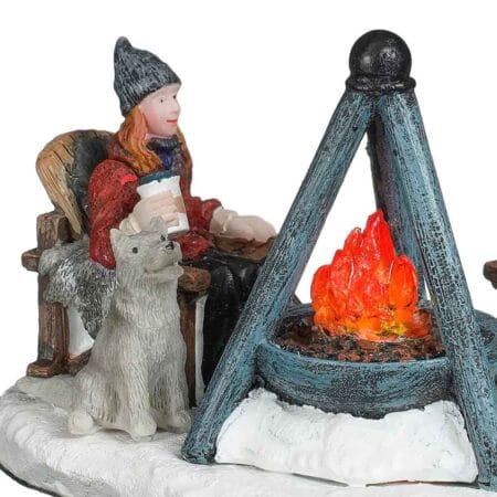 Battery-operated LED campfire for Christmas village, 2,5'' - Décors Véronneau