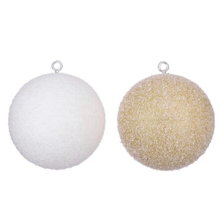 Boule de Noël géante floquée blanche ou dorée, 8''