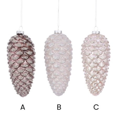 Champagne pinecone Christmas ornament, 6'' - Décors Véronneau