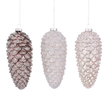 Champagne pinecone Christmas ornament, 6''