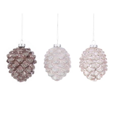 Round champagne pinecone Christmas ornament, 4''