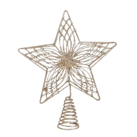 Étoile pour cime de sapin de Noël ajourée champagne, 12''