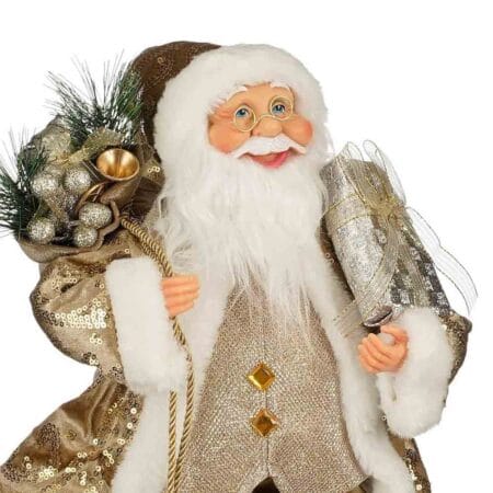 Petit père Noël décoratif champagne, 16'' - Décors Véronneau