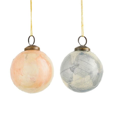Boule de Noël en verre avec feuille embossée, 3''