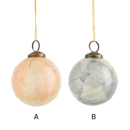 Boule de Noël en verre avec feuille embossée, 3'' - Décors Véronneau