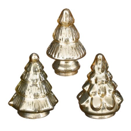 Petit sapin décoratif en verre doré, 4''