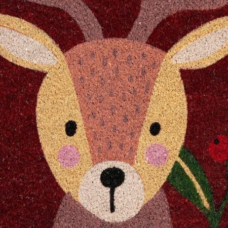 Holly reindeer Christmas doormat, 16 x 24'' - Décors Véronneau