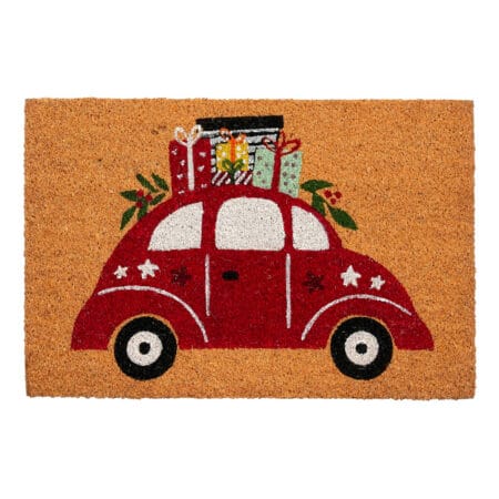 Red truck Christmas doormat, 16 x 24''