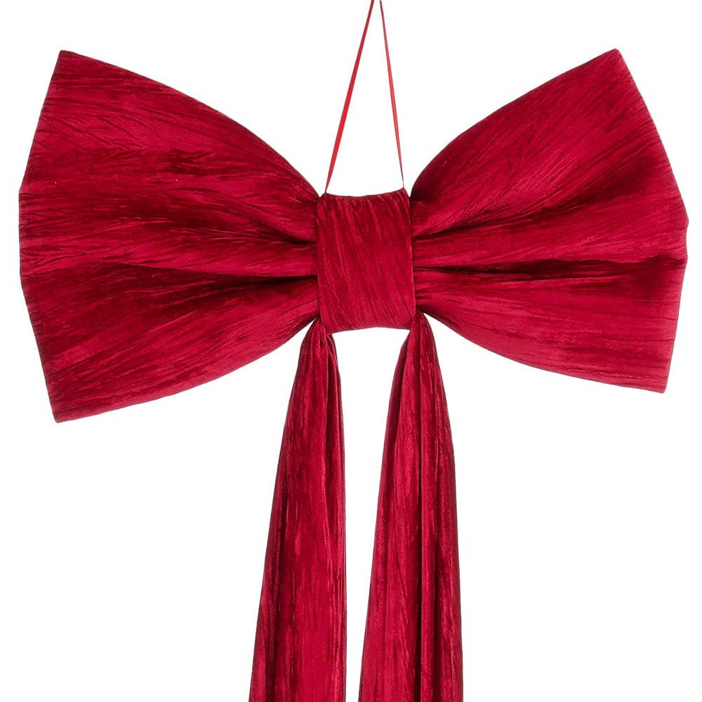 Grande boucle de Noël rouge drapée - Décors Véronneau