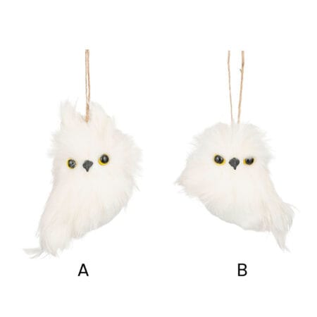 Ornement de Noël rustique chouette blanche, 4'' - Décors Véronneau
