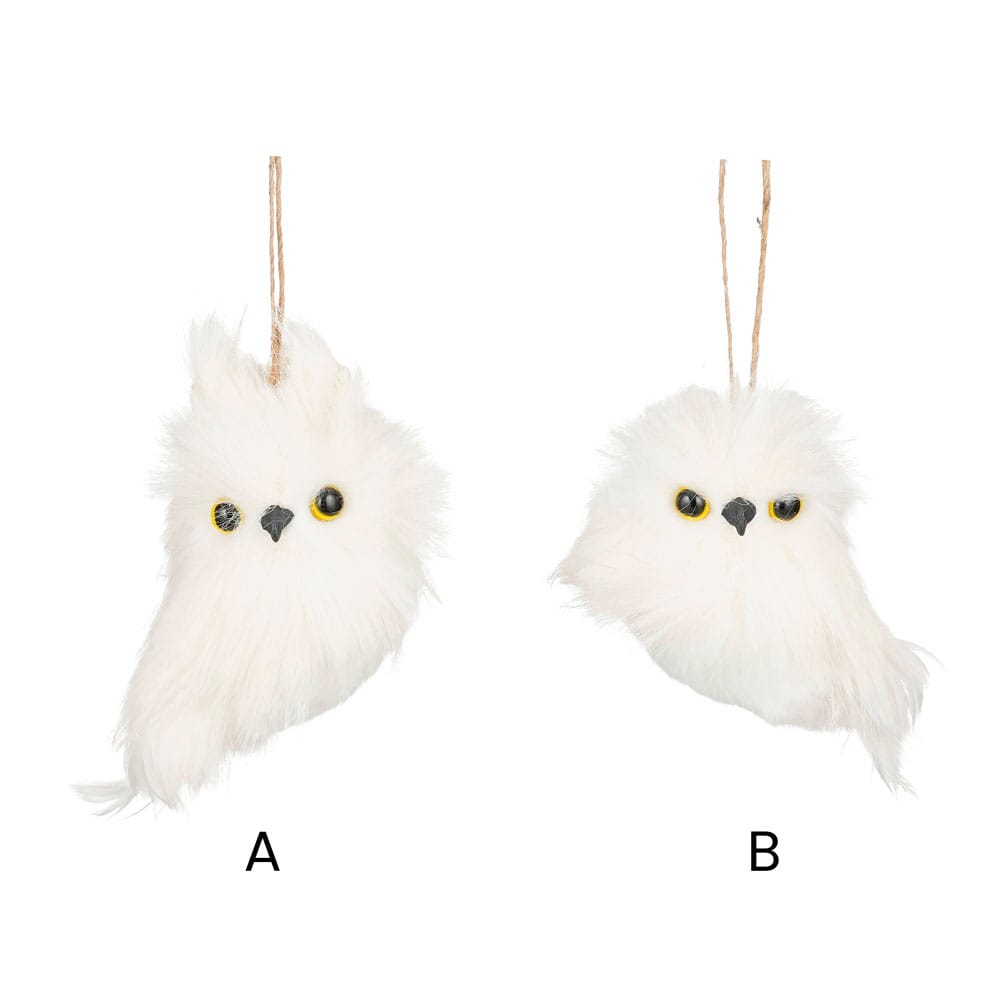 Ornement de Noël rustique chouette blanche - Décors Véronneau