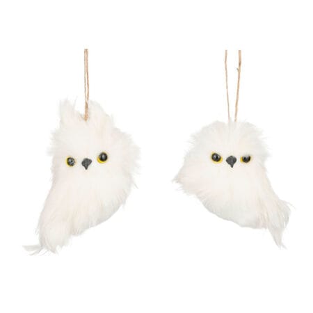 Ornement de Noël rustique chouette blanche, 4''