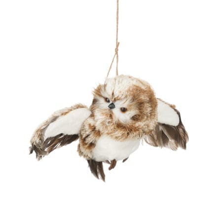 Ornement de Noël hibou hivernal en vol, 4 x 13''