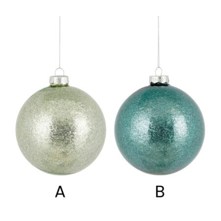 Boule de Noël verte ou aqua en verre, 4'' - Décors Véronneau