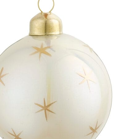 Boule de Noël en verre crème nacré avec étoiles, 3'' - Décors Véronneau