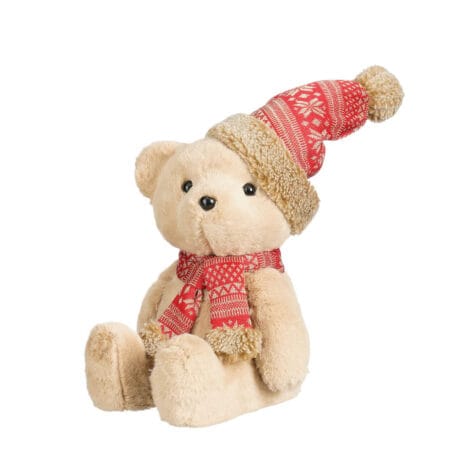 Teddy bear Christmas plush with red hat, 9,5''