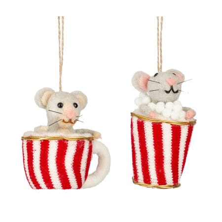 Ornement de Noël souris dans une tasse, 4,5''