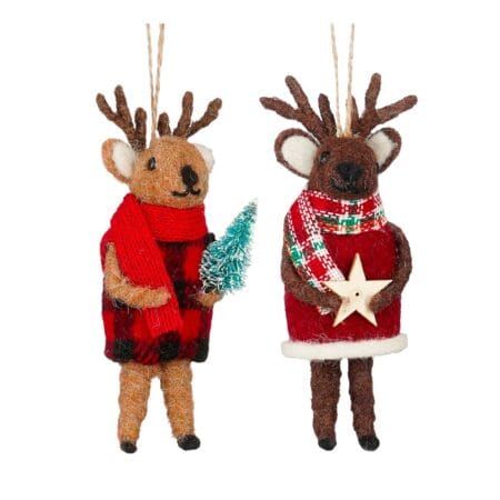 Festive felt reindeer Christmas ornament, 6''