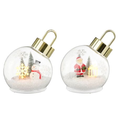 Illuminated Christmas ball decoration with winter scene, 6''