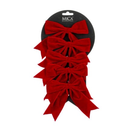 Set of 6 red mini Christmas bows, 5,5''