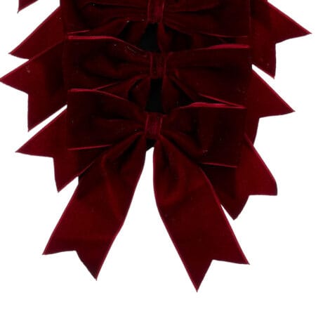 Set of 6 burgundy mini Christmas bows, 5,5'' - Décors Véronneau