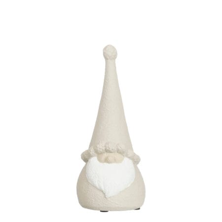 Décoration gnome de Noël crème en argile, 11,5''