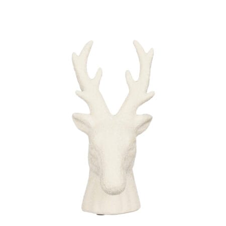 White ceramic reindeer head Christmas decoration, 7,5''
