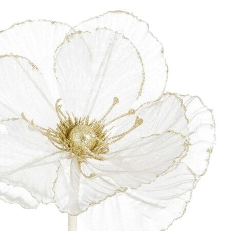 Fleur de Noël crème au centre perlé, 18'' - Décors Véronneau