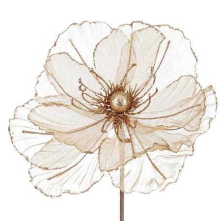 Fleur de Noël champagne au centre perlé, 18'' - Décors Véronneau