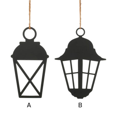 Large black metal lantern Christmas ornament, 12'' - Décors Véronneau