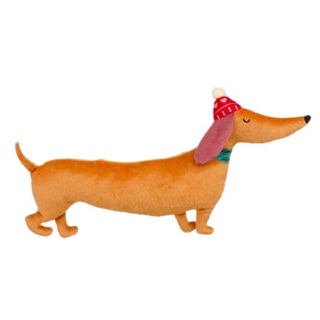 Sausage dog Christmas pillow, 11,5 x 23''