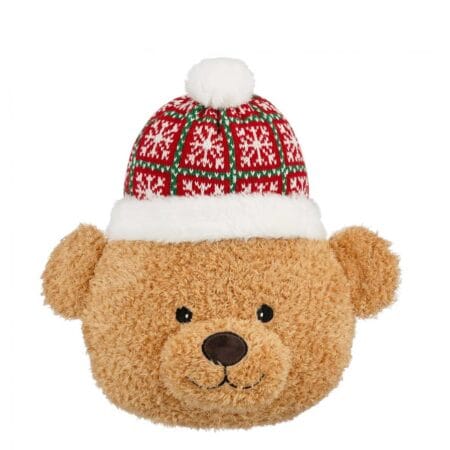 Teddy bear with hat Christmas pillow, 12 x 10''