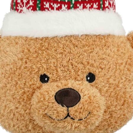 Teddy bear with hat Christmas pillow, 12 x 10'' - Décors Véronneau