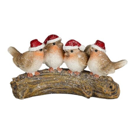 Birds on a log Christmas decoration, 3,5''