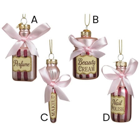 Pink glass cosmetic bottle Christmas ornament, 2,5'' - Décors Véronneau