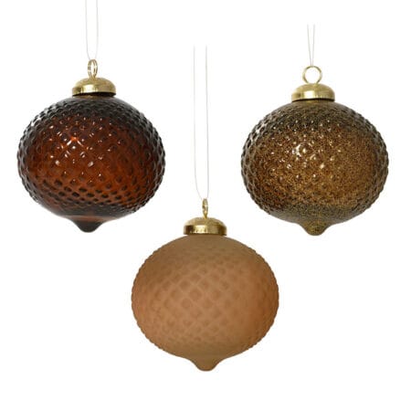 Ornement de Noël ambre en verre recyclé, 4''