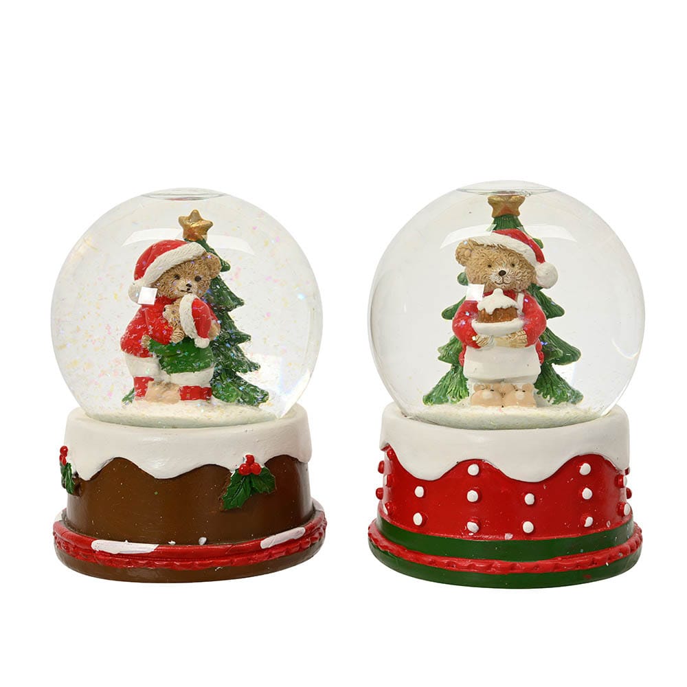 Boule à neige de Noël avec ourson vêtu en rouge - Décors Véronneau