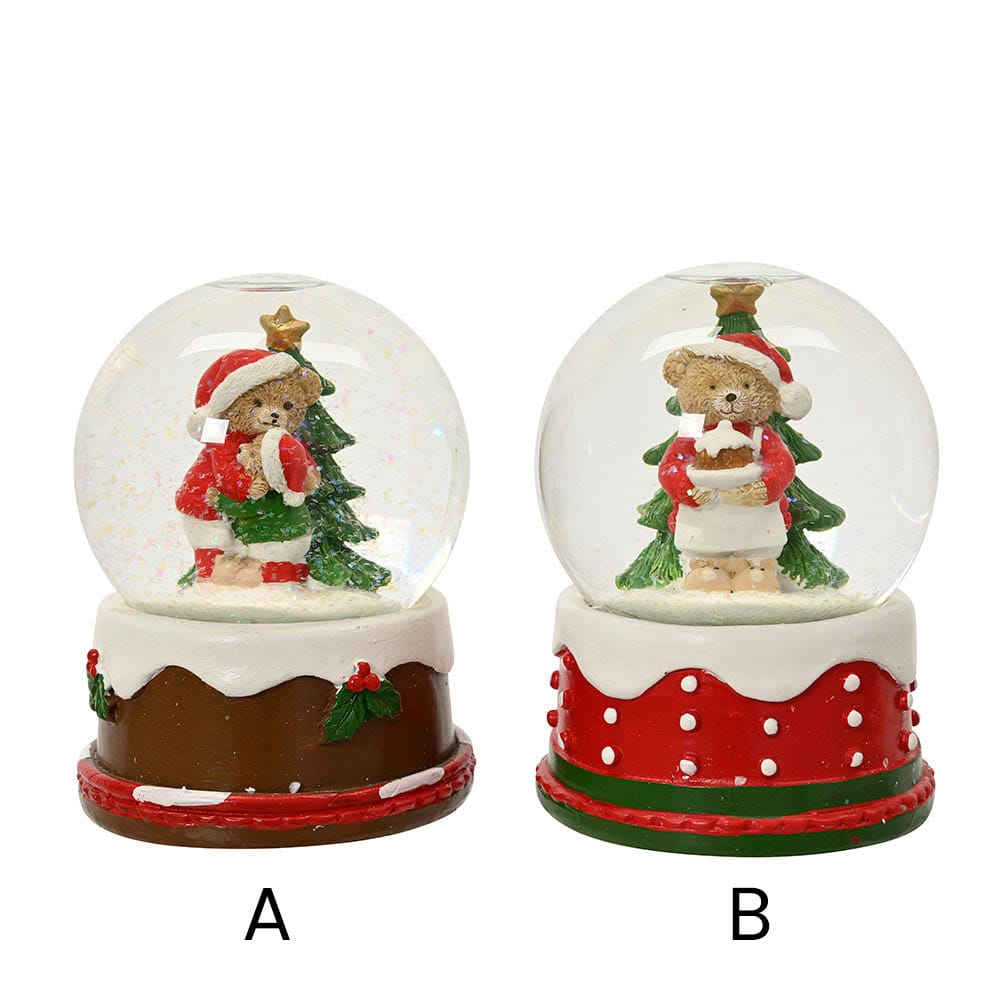 Boule à neige de Noël avec ourson vêtu en rouge - Décors Véronneau