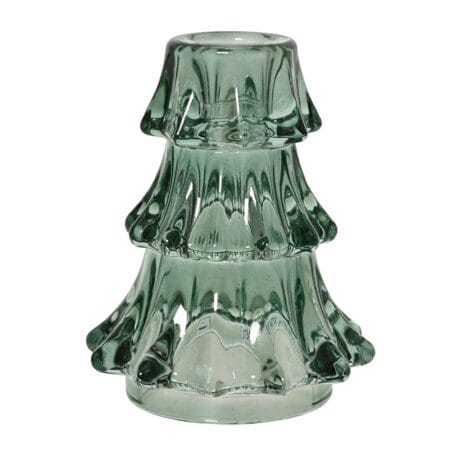 Glass Christmas tree taper candle holder, 4''