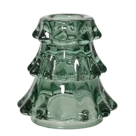 Glass Christmas tree taper candle holder, 3''