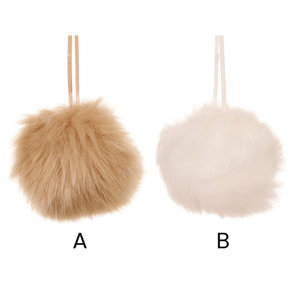 Boule de Noël en fausse fourrure beige ou blanche - Décors Véronneau