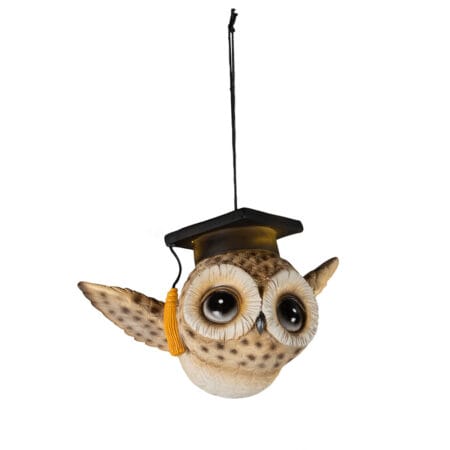 Illuminated owl Christmas ornament with graduation cap, 3,5''